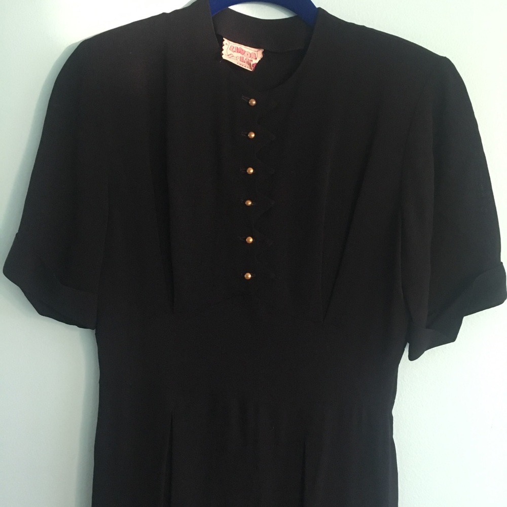 40s femme fatale noir black rayon dress